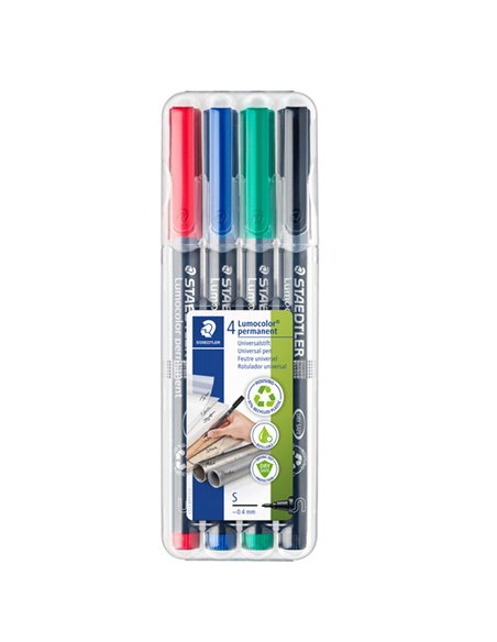 BUSTA 4 PENNARELLI LUMOCOLOR PERMANENT 313 SF 0.4MM 313WP4 STAEDTLER PERMANENTI