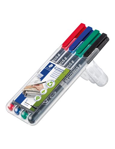 BUSTA 4 PENNARELLI LUMOCOLOR PERMANENT 313 SF 0.4MM 313WP4 STAEDTLER PERMANENTI