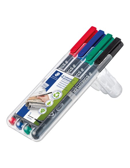 BUSTA 4 PENNARELLI LUMOCOLOR PERMANENT 313 SF 0.4MM 313WP4 STAEDTLER PERMANENTI