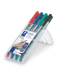BUSTA 4 PENNARELLI LUMOCOLOR PERMANENT 318 F 0.6MM 318WP4 STAEDTLER PERMANENTI