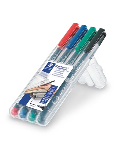 BUSTA 4 PENNARELLI LUMOCOLOR PERMANENT 318 F 0.6MM 318WP4 STAEDTLER PERMANENTI