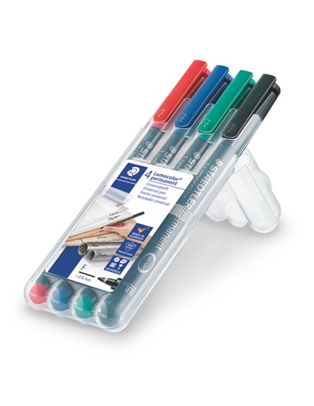 BUSTA 4 PENNARELLI LUMOCOLOR PERMANENT 318 F 0.6MM 318WP4 STAEDTLER PERMANENTI