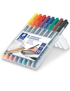 BUSTA 8 PENNARELLI LUMOCOLOR PERMANENT 318 F 0.6MM 318WP8 STAEDTLER PERMANENTI