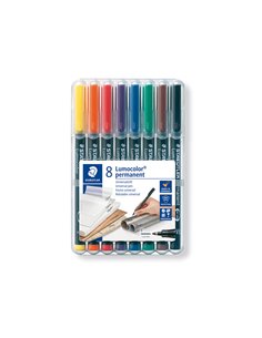 BUSTA 8 PENNARELLI LUMOCOLOR PERMANENT 318 F 0.6MM 318WP8 STAEDTLER PERMANENTI 2