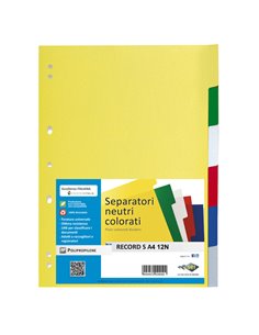 SEPARATORE 12 TASTI COLORATI 21X29,7 PPL RECORD SA412N SEI 580023 SEI ROTA DIVISORI-SEPARATORI CON TASTI NEUTRI