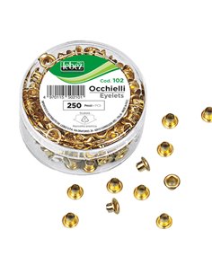 SCATOLA 250 OCCHIELLI OTTONE PER OCCHIELLATRICE DIAM.5MM 102