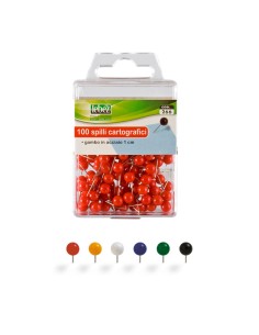 SCATOLA 100 SPILLI CARTOGRAFICI a SFERA BIANCO ART.266 266-B LEBEZ MAGNETI E SPILLI CARTOGRAFICI