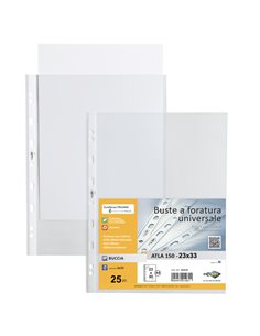 25 buste forate ATLA 150 BA 23x33cm pesanti SEI ROTA 662315 SEI ROTA BUSTE A PERFORAZIONE UNIVERSALE