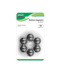 BLISTER 12 MAGNETI MR-20 NERO DIAM.20MM MR-20-N LEBEZ MAGNETI E SPILLI CARTOGRAFICI