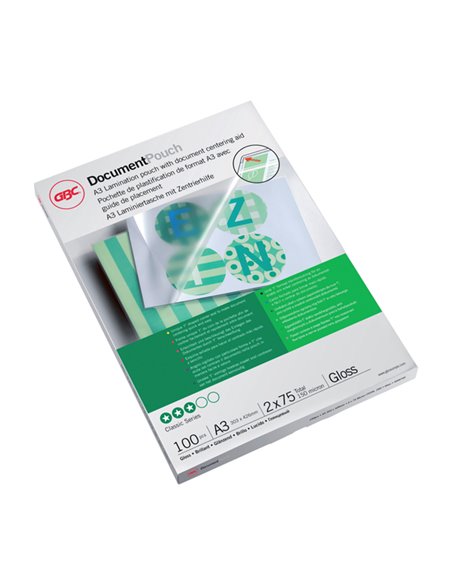 Scatola 100 pouches 2x75mic 303x426mm A3 GBC 3200745