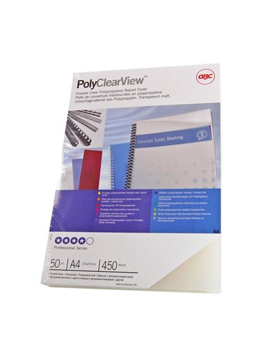 Scatola 100 copertine PolyClear View A4 300micron ppl neutro trasp.opaco GBC IB386848 GBC CARTELLINE E COPERTINE PER RILEGATURE
