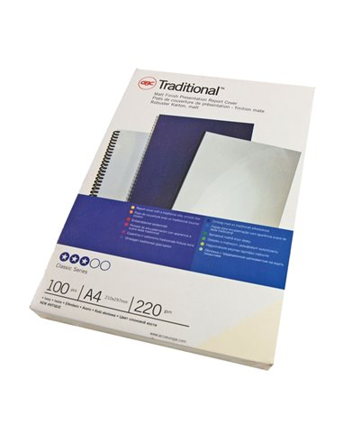 Scatola 100 copertine rilegatura Traditional A4 220gr carton.bianco liscio GBC CE080070 GBC CARTELLINE E COPERTINE PER RILEGA...