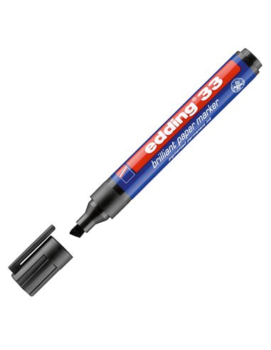 MARCATORE EDDING 33 PERMANENTE PUNTA SCALPELLO NERO E-33 001 EDDING A BASE D'ACQUA