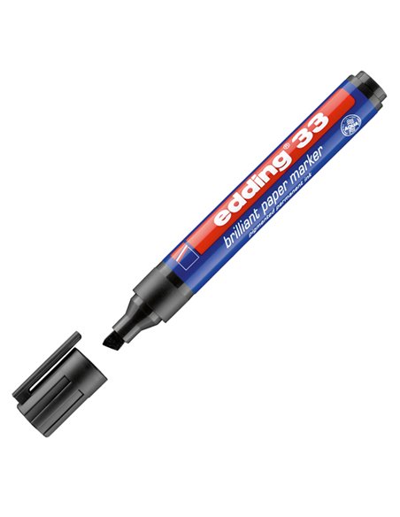 MARCATORE EDDING 33 PERMANENTE PUNTA SCALPELLO NERO E-33 001 EDDING A BASE D'ACQUA