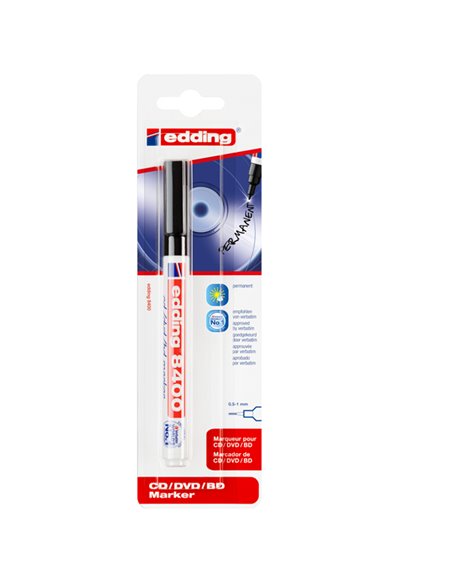 Marcatore permanente EDDING 8400 per CD-DVD 1,0mm nero E-8400 001 EDDING SPECIALI (CD-VETRO-TESSUTI-ECC.)