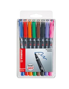 BUSTA 8 PENNARELLI STABILO OHPEN 843 PERMANENTE MEDIO 843/8 STABILO PERMANENTI