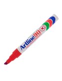 Marcatore artline A 90 permanente punta scalpello rosso A90R