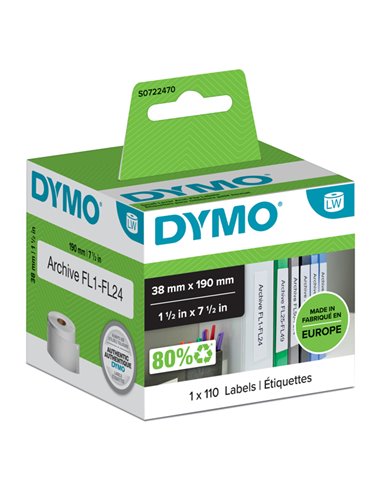 ROTOLO 110 ETICHETTE REGISTRATORE-P 38X190MM X LW 990180 S0722470