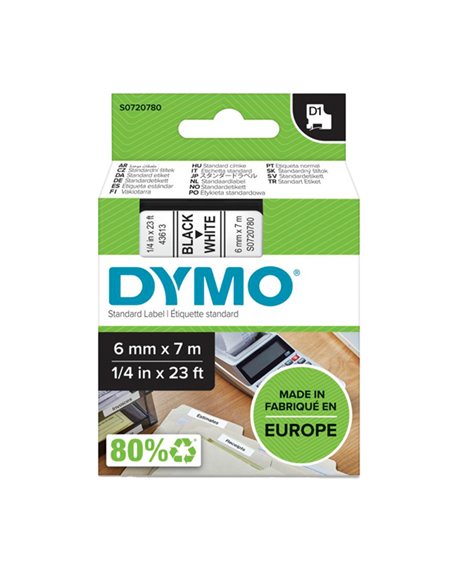 NASTRO DYMO TIPO D1 (6MMX7MT) NERO/BIANCO 436130 S0720780