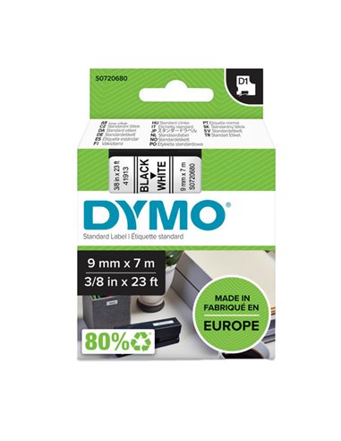 NASTRO DYMO TIPO D1 (9MMX7M) NERO/BIANCO 409130 S0720680