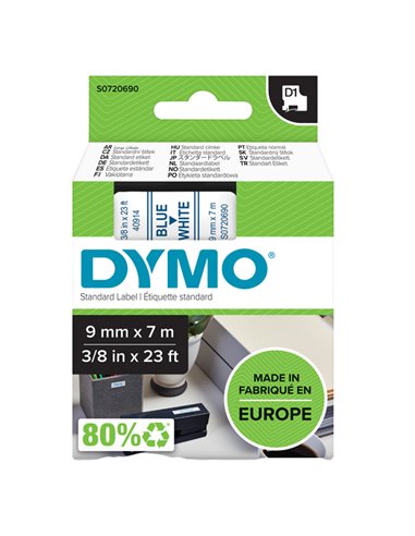 NASTRO DYMO TIPO D1 (9MMX7M) BLU/BIANCO 409140 S0720690 DYMO ETICHETTE-NASTRI-TAMPONI PER ETICHETTATRICI E PREZZATRICI