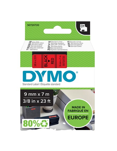 NASTRO DYMO TIPO D1 (9MMX7M) NERO/ROSSO 409170 S0720720 DYMO ETICHETTE-NASTRI-TAMPONI PER ETICHETTATRICI E PREZZATRICI