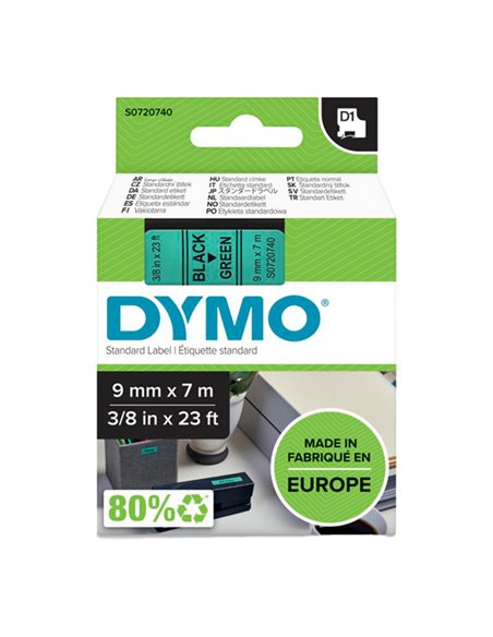 NASTRO DYMO TIPO D1 (9MMX7M) NERO/VERDE 409190 S0720740 DYMO ETICHETTE-NASTRI-TAMPONI PER ETICHETTATRICI E PREZZATRICI