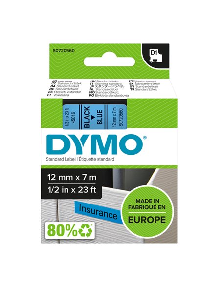 NASTRO DYMO TIPO D1 (12MMX7M) NERO/BLU 450160 S0720560 DYMO ETICHETTE-NASTRI-TAMPONI PER ETICHETTATRICI E PREZZATRICI