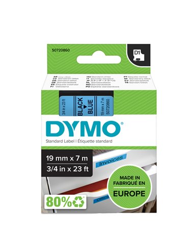 NASTRO DYMO TIPO D1 (19MMX7MT) NERO/BLU 458060 S0720860 DYMO ETICHETTE-NASTRI-TAMPONI PER ETICHETTATRICI E PREZZATRICI
