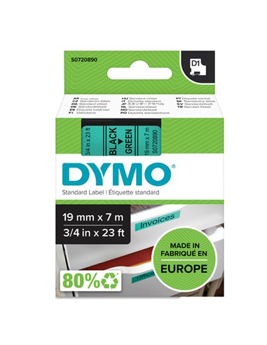NASTRO DYMO TIPO D1 (19MMX7MT) NERO/VERDE 458090 S0720890