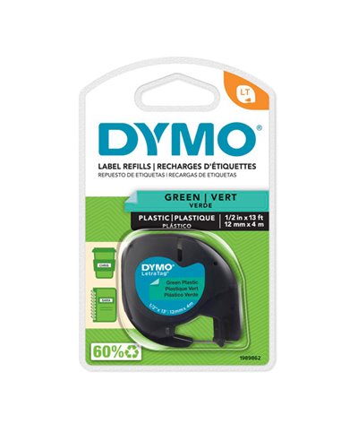 NASTRO IN PLASTICA DYMO LETRATAG 12MMX4M VERDE 912040 S0721640