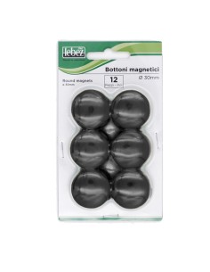BLISTER 12 MAGNETI MR-30 NERO DIAM.30MM MR-30-N LEBEZ MAGNETI E SPILLI CARTOGRAFICI