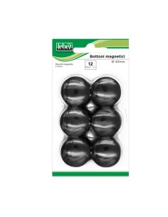 BLISTER 12 MAGNETI MR-40 NERO DIAM.40MM MR-40-N LEBEZ MAGNETI E SPILLI CARTOGRAFICI