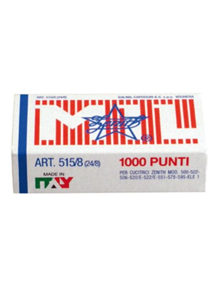 SCATOLA 1000 PUNTI ZENITH 515/8 (24/8) IN ACCIAIO NATURALE 0305151801