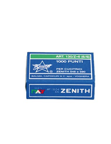 SCATOLA 1000 PUNTI ZENITH 130/Z6 (6/6) IN ACCIAIO ZINCATO 0301303601 ZENITH PUNTI CUCITRICI
