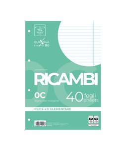 RICAMBI FORATI A4 1RIGO C/MARG. QUAXIMA 40FG 80GR PIGNA 00629030C PIGNA RICAMBI FORATI