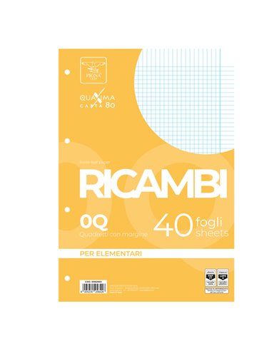 RICAMBI FORATI A4 5mm c/marg QUAXIMA 40FG 80GR PIGNA 00629030Q PIGNA RICAMBI FORATI