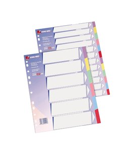 Separatore in cartoncino neutro con 6 tasti colorati 225gr f.to A4 KING MEC 00022100 ESSELTE DIVISORI-SEPARATORI CON TASTI NE...