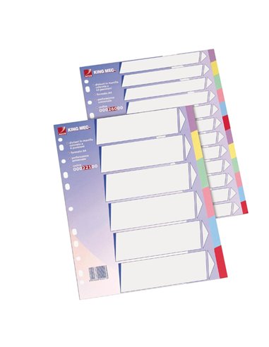 Separatore in cartoncino neutro con 6 tasti colorati 225gr f.to A4 KING MEC 00022100 ESSELTE DIVISORI-SEPARATORI CON TASTI NE...