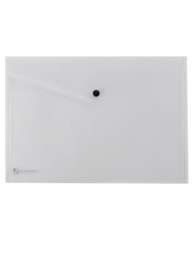 BUSTA CON BOTTONE PULL TRASPARENTE 21X29.7CM 00111318 KING MEC CARTELLINE IN PLASTICA CON BOTTONE