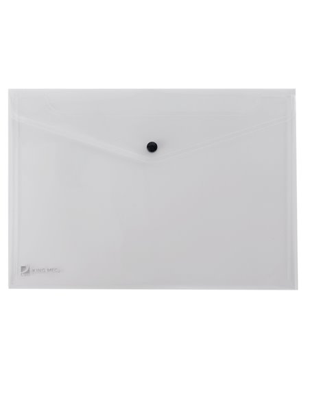 BUSTA CON BOTTONE PULL TRASPARENTE 21X29.7CM 00111318 KING MEC CARTELLINE IN PLASTICA CON BOTTONE