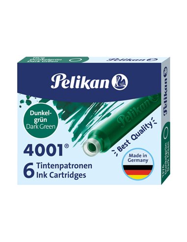 SCATOLA 6 CARTUCCE INCHIOSTRO TP/6 VERDE SCURO PELIKAN 4001 400142563 PELIKAN INCHIOSTRO-CARTUCCE-CANCELLATORI