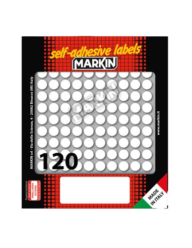 Etichetta adesiva bianca tonda Ø10mm (10fogli x 120etichette) Markin 10004