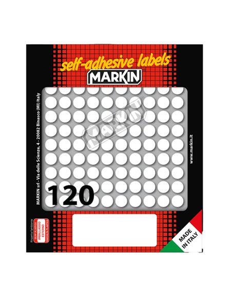Etichetta adesiva bianca tonda Ø10mm (10fogli x 120etichette) Markin 10004
