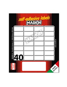 Etichetta adesiva bianca 28x12mm (10fogli x 40etichette) Markin 10022