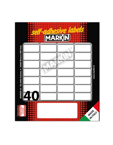 Etichetta adesiva bianca 28x12mm (10fogli x 40etichette) Markin 10022