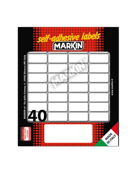 Etichetta adesiva bianca 28x12mm (10fogli x 40etichette) Markin 10022