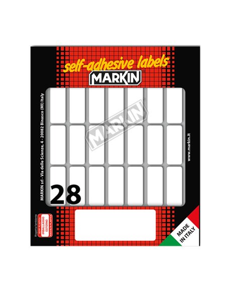 Etichetta adesiva bianca 34x14mm (10fogli x 28etichette) Markin 10026 MARKIN ETICHETTE IN FOGLIETTI