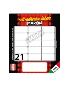 Etichetta adesiva bianca 37x19mm (10fogli x 21etichette) Markin X10028 MARKIN ETICHETTE IN FOGLIETTI