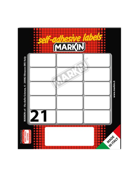 Etichetta adesiva bianca 37x19mm (10fogli x 21etichette) Markin X10028 MARKIN ETICHETTE IN FOGLIETTI